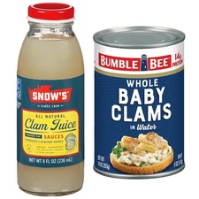 Bumble Bee Whole Baby Canned Clams, 1 Bottle Juice and 1 Can Whole Clams for Cho