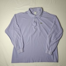Vintage Sz 9 Lacoste Polo Shirt Mens Large 5 Made in France Long Sleeve Purple
