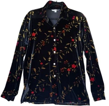 Vintage Y2K JPR Studio Top Womens M Black Velvet Whimsigoth Dark Cottagecore