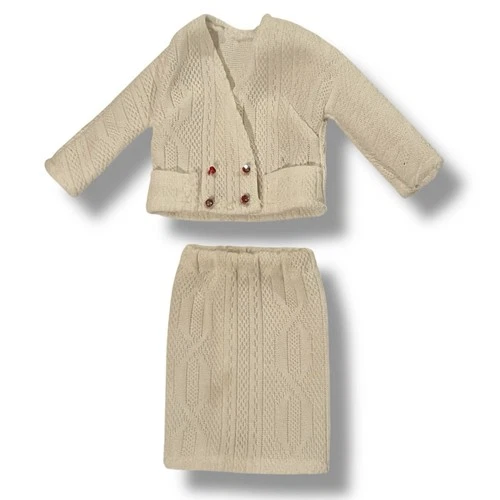 Vintage Clone Barbie 60s 70s White Cream Homemade Quality Jacket Skirt Set