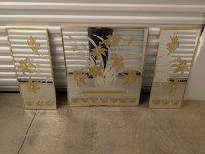 Vintage 3 Piece Etched Mirror Triptych Wall A...