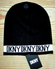 MENS DKNY BLACK BEANIE HAT ONE SIZE