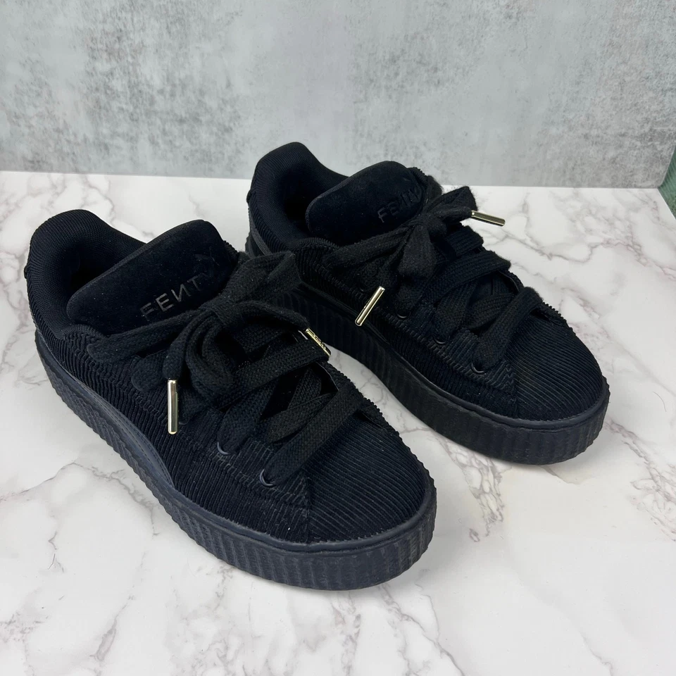 Puma x Fenty by Rihanna Black Corduroy Creeper Phatty Sneakers Women’s 7.5 - Image 2 of 4