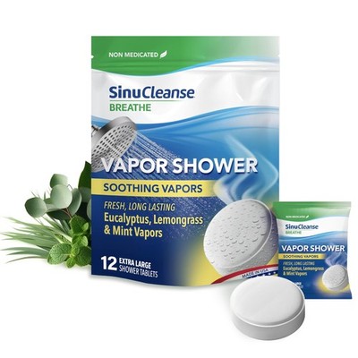 SinuCleanse Vapor Shower Steamers XL Lemongrass, Eucalyptus & Mint, 12 Pack