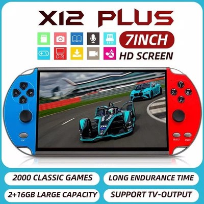 X12 Plus Handheld Spielkonsole 2700+ Spiele 7'' Kinder Video Retro Game Consoles
