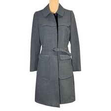 Vintage Prada Wool Coat Women SZ 8 44 Gray Belted Italian Luxury Rare Elevated