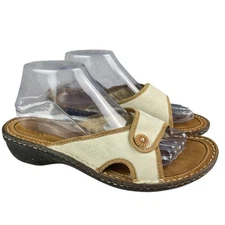 UGG Women’s Kalama Slide Sandals Size 8 Beige Suede Sheepskin Lined Slip On