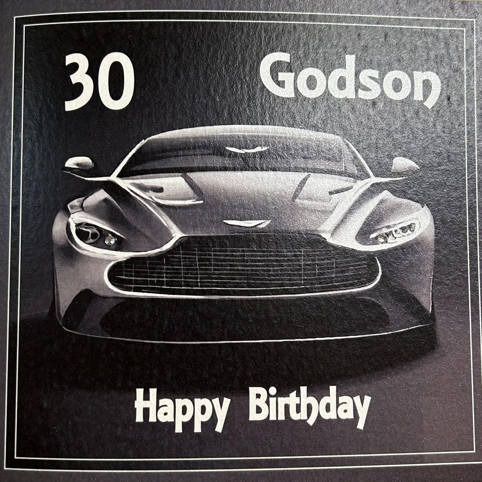 white cotton cards Godson 30 Happy Enjoy, Handmade 30th 16cm x 16cm, White