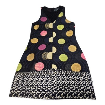 Anthropologie Maeve Tilde Shift Jacquard Dress Dots Sleeveless Size M