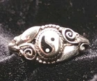 925 Sterling Silver Onyx and MOP Yin Yang Ring Size 8 | Vintage Style