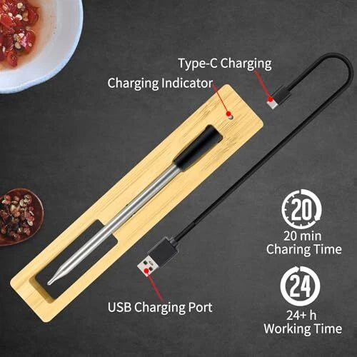 Wireless Meat Thermometer Digital for Adults Cooking, IP67 Waterproof Extra