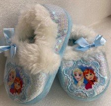  Disney Frozen Toddler Girls Size S 5-6 Sequin Slippers, Super Cute  