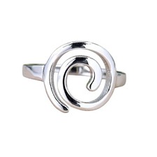 925 Sterling Silver Minimalist Round Simple Spiral Swirl Women Ring B 118