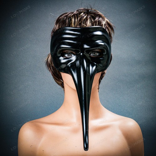 Venetian Black Plague Doctor Drama Theater Masquerade Costume Party Long Nose - Picture 2 of 8