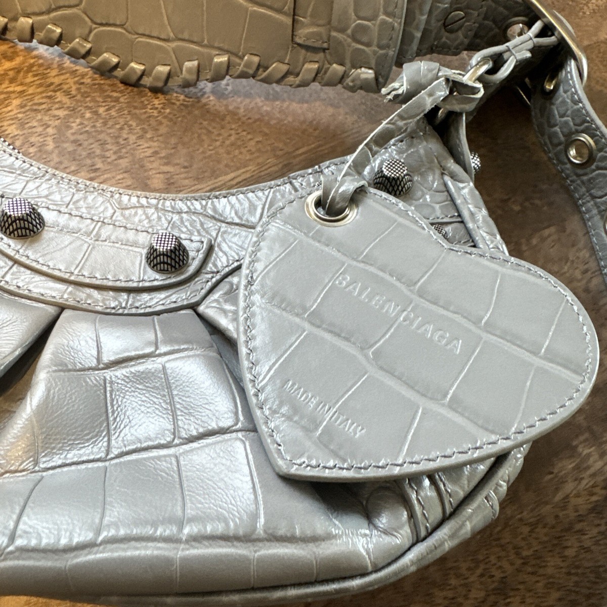BALENCIAGA Le Cagole Xs studded crinkled-leather shoulder BALENCIAGA Le Cagole Xs studded crinkled-leather shoulder
