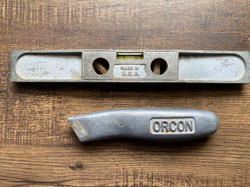 Vintage Orcon Utility Knife Box Cutter w/Millers Falls Torpedo Level 290 - Picture 2 of 12