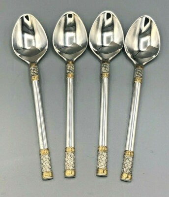 Golden Aegean Weave by Wallace Sterling Silver set of Soup Spoons 