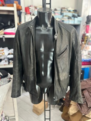 Conbipel Leather Jacket Used Men Size 52 Black LLV373