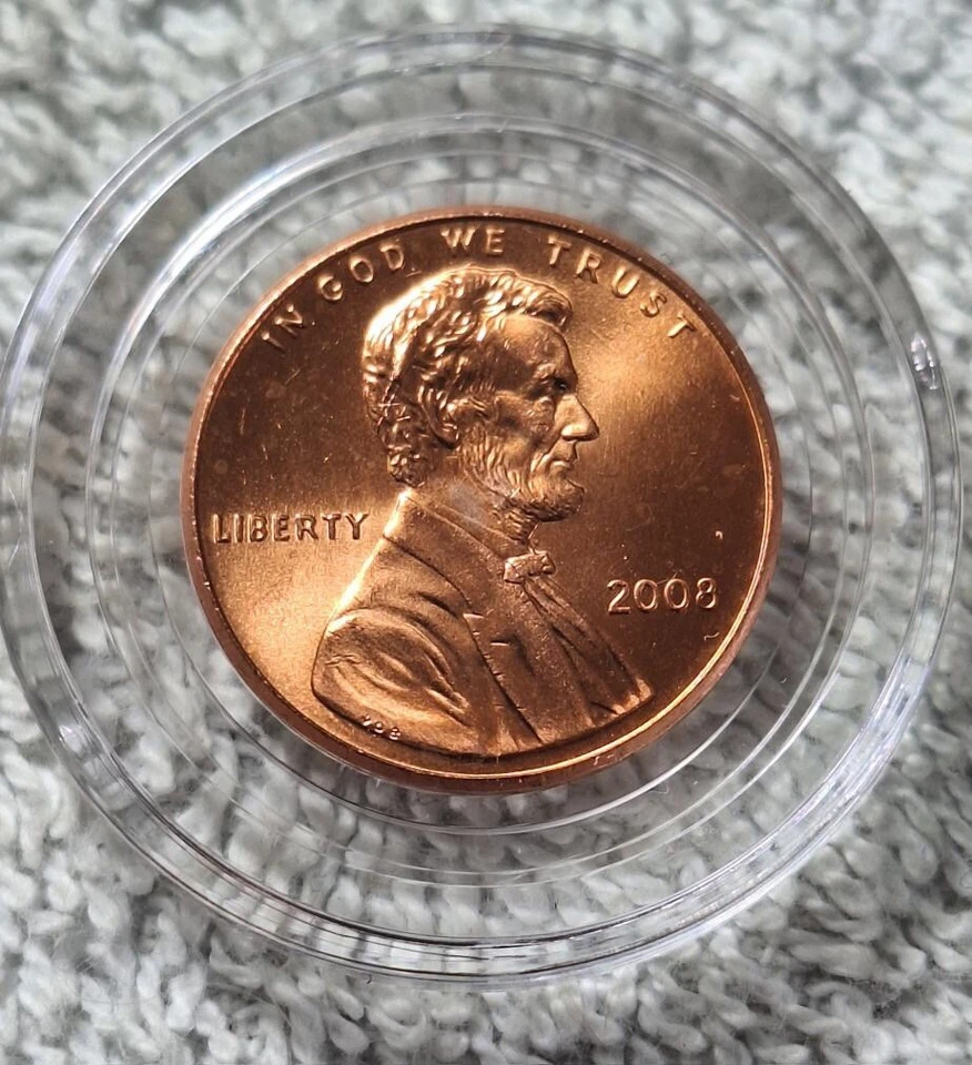 2008-P Lincoln Cent Die Crack On Obverse Head Slash Mark On Neck Bright Red UNC - Image 4 of 4