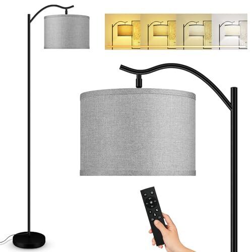 Floor Lamp for Living Room,Arc Floor Lamp with Remote Control,Stepless Gray