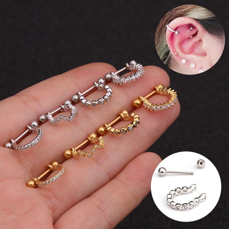 Ear Tragus Cartilage Jewelry Hoop Earring Ear Stud Piercing Jewelry 1PC Zircon
