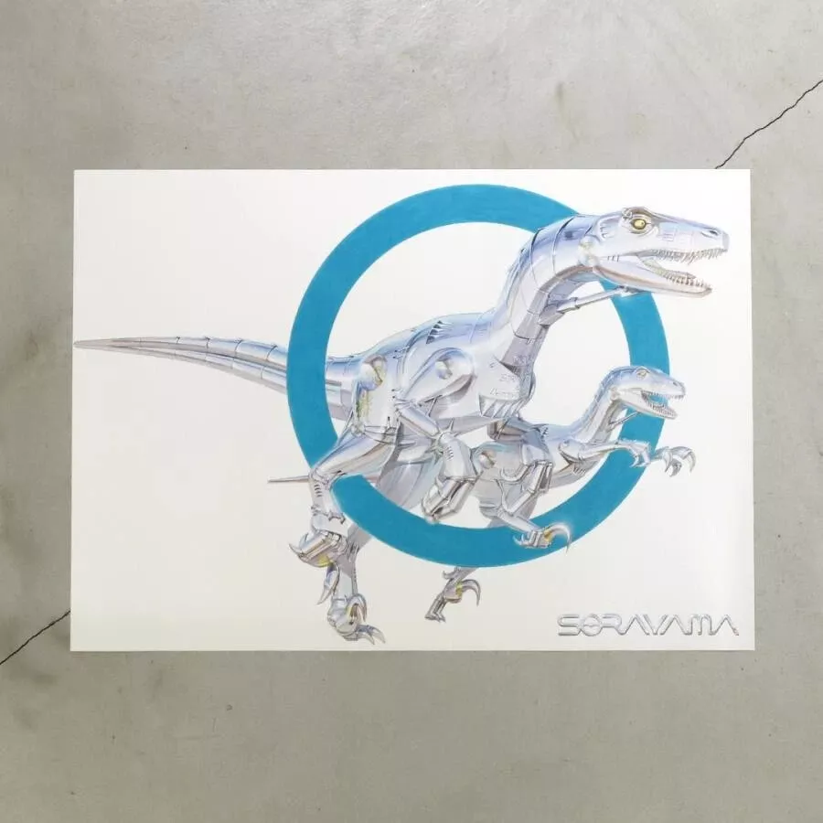 Hajime Sorayama x 2G Dinosaur 4 Poster Metilic Silver