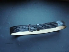 Dutyman Full Grain Leather Work Belt Black Size 38 15210 Basket Weave Brass