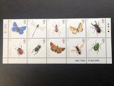 GB 2008 Insects set in Pos.Marg D1 Block Mint Never Hinged Sg2831-2840 FreeUKP&P