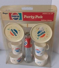 1980s Pepsi Party Pak Childs Plastic Dish Set Chilton-Globe Sealed Made in USA