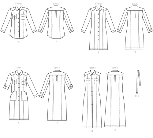 McCall 7470 Sz 6-22 Western Button Down Dress Shirt Princess Yoke Collar Pattern - Picture 2 of 2