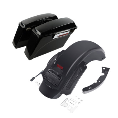 Hard Saddlebags &LED Rear Fender Fit For Harley Touring Electra Road Glide 09-13