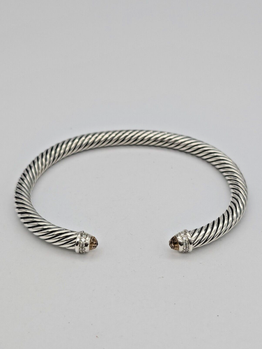 David Yurman 5mm Cable Classics Bracelet With Morganite And Diamonds size Medium