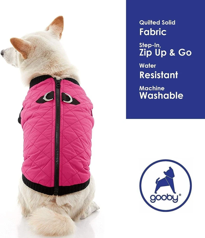 Gooby Fashion Vest Dog Coat Jacket Sweater, Warm, Water Resistant, - M, Pink - Image 3 of 4