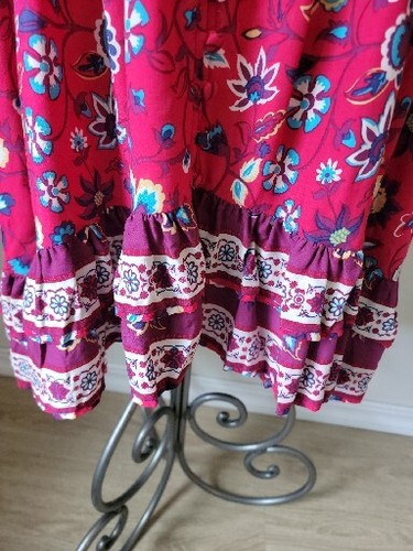 Shyanne Red Floral Dress Large Peasant Tassel High Low Boho Country Fairy New - Picture 4 of 14