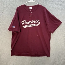 Vintage Russell Athletic Shirt Adult 2XL XXL Purple Henley Class Of 1986 1980s *