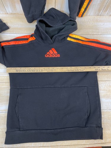 Boys Kids Youth Adidas Sweat Suit Black Orange Top- XL 18/20 pants-L 14/16 READ - Picture 7 of 12