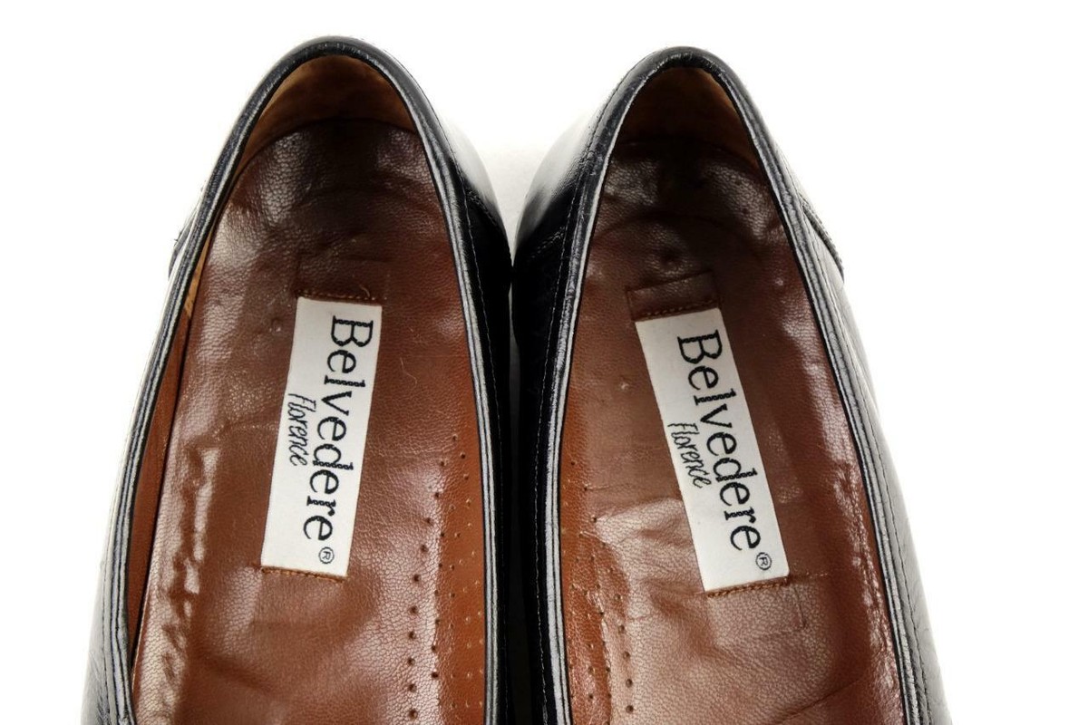 Blk BELVEDERE Florence Crocodile Tassel Loafers Dress Shoes 