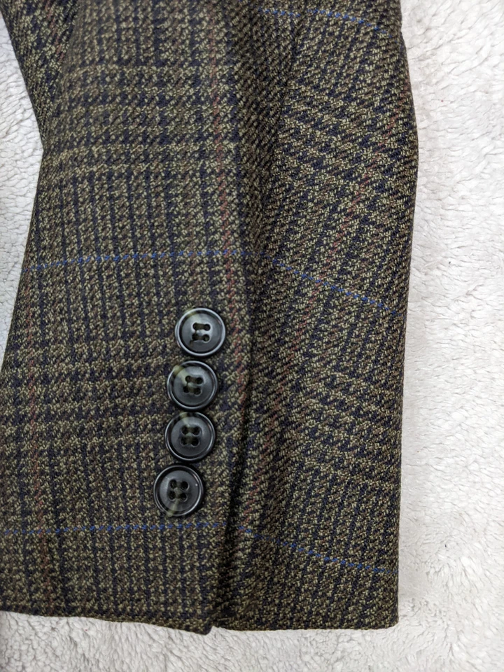 Chaqueta Blazer Chereskin Para Hombres 40R Beige Glen Check 100% Lana de Cordero Foto 2 de 4