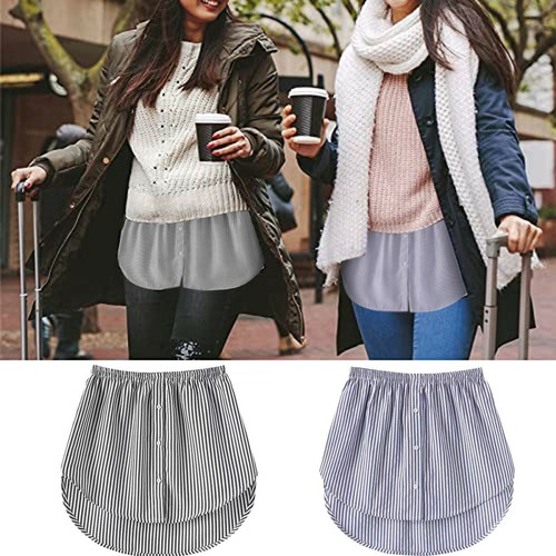 Fashion Mini Skirt Shirt Extender Adjustable Layering Fake Top Lower-Sweep S-5XL