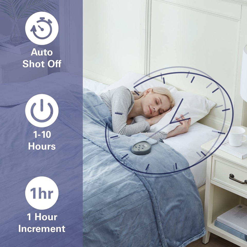 Electric Blanket Queen Size with Dual Control, Soft Fleece, Large Bed