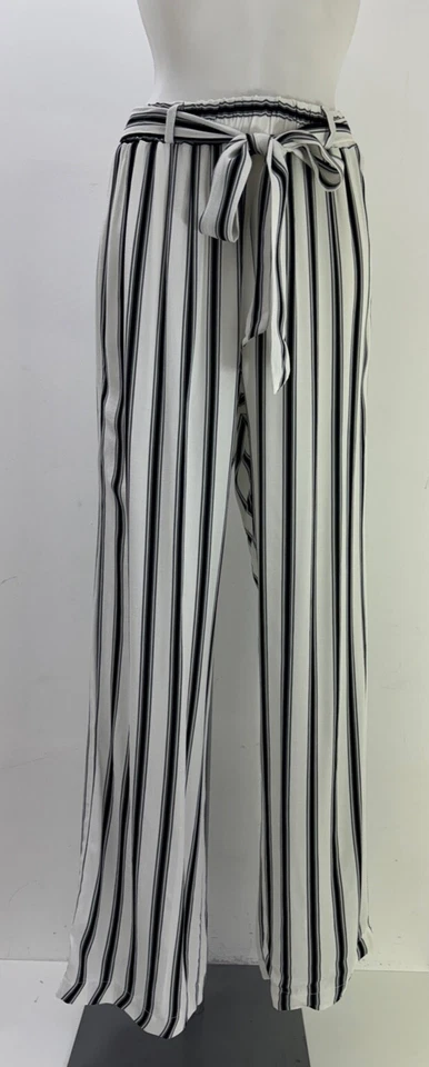 Ladies New Forever Striped Linen Look Belted Trousers Size   10 12 14 16 - Image 2 of 4