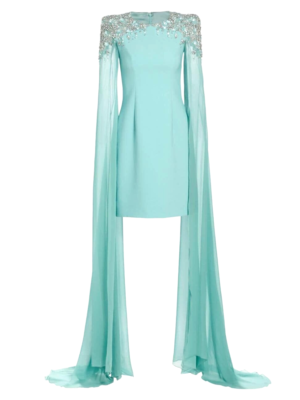 New NWT Jenny Packham Jenna Crystal Embroidered Blue Cape Dress UK 10 / US  6 | eBay