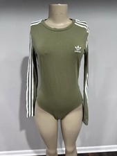 Adidas shirt size medium Women bodysuit One Piece Logo Long Sleeve Green