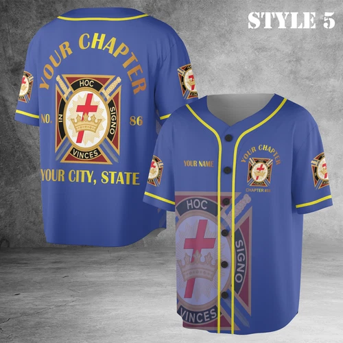 Personalized Name Masonic Knights Templar Freemasonry Baseball Jersey