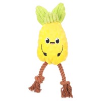 Flamingo Hundespielzeug Bubto Ananas Mit Seil Gelb 12,5X7,5X33Cm Squeaker