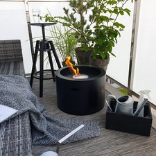 Biocamino Moon camino a bioetanolo terrazzo giardino 32 x 47 x 32 cm nero