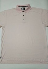 Footjoy Pro Dry Mens Large Pink Striped Short Sleeve Golf Polo Shirt