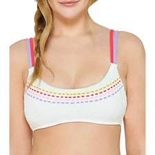 MSRP $20 Hula Honey Swimwear Top Large Junior Textured Bralette White Size Large