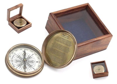 RII Pocket Brass Compass Nautical Navy Compass for Camping Travelling Hiking ...