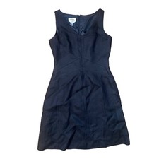 Talbots Petites Shift Dress Womens 8 Black Irish Linen Sleeveless